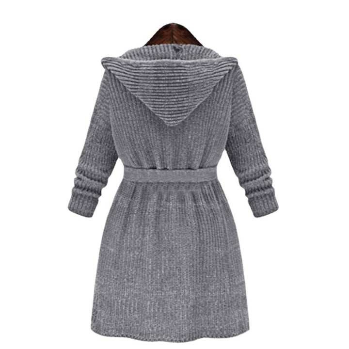 Damen Strickmantel mit Kapuze und praktischen Taschen Drune
