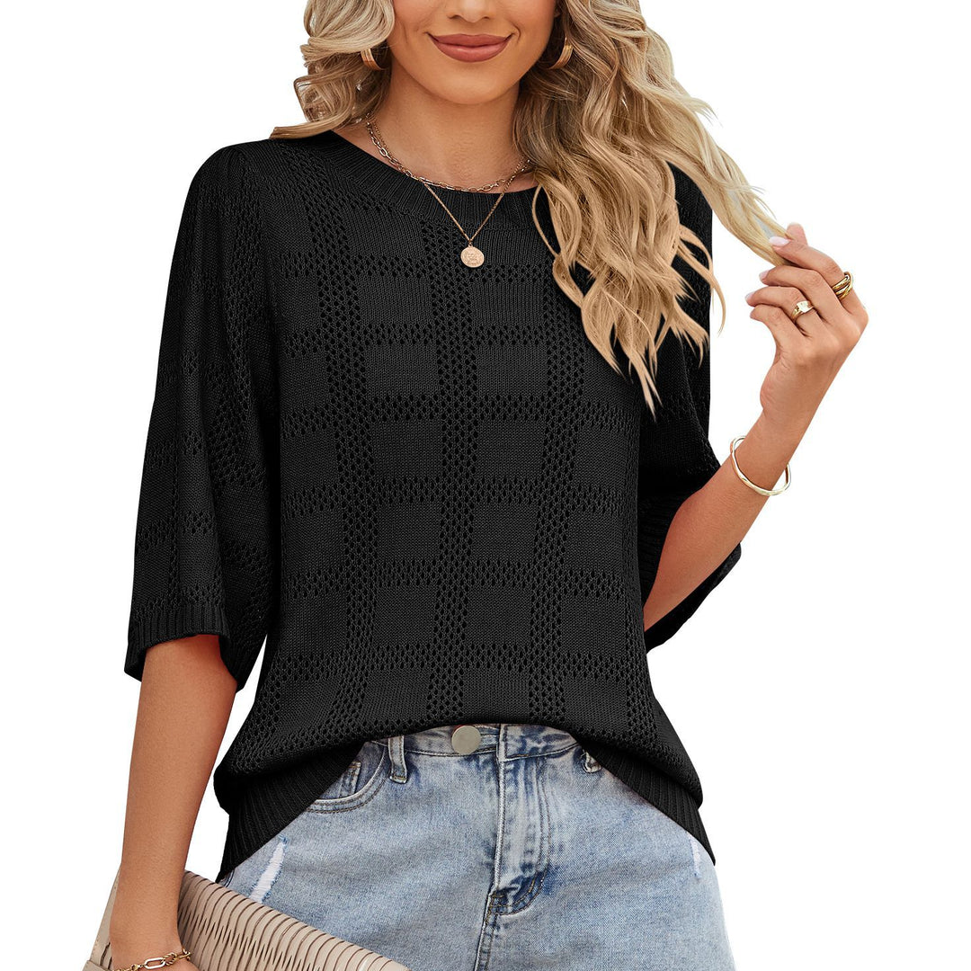 Damen luftiges Strickoberteil mit weitem Schnitt und modernen Lochmuster Drune