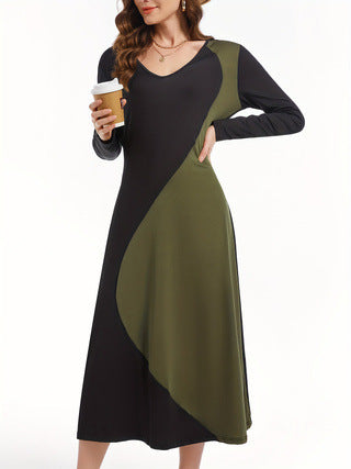 Damen Langarm Maxikleid mit modernem geometrischem Design Drune