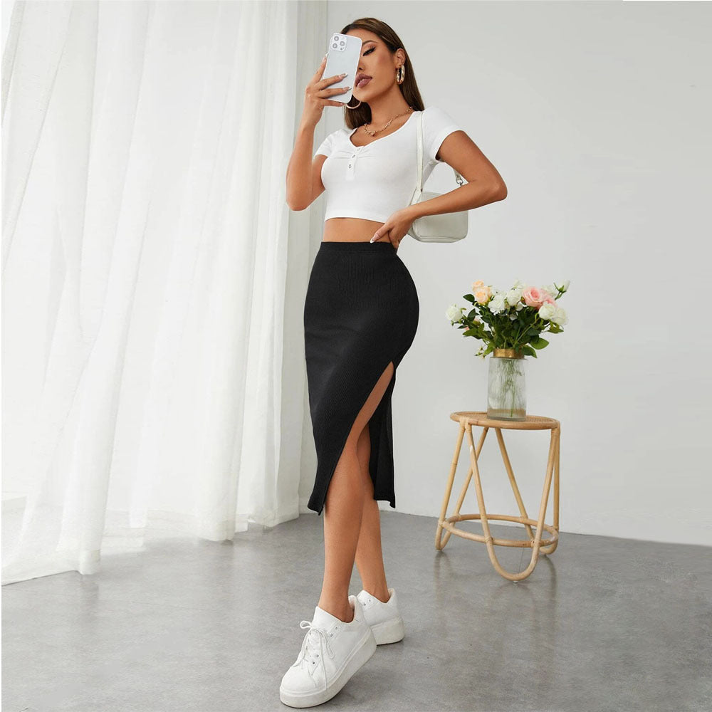 Damen Midirock mit schlankem Schnitt und seitlichem Schlitz Drune