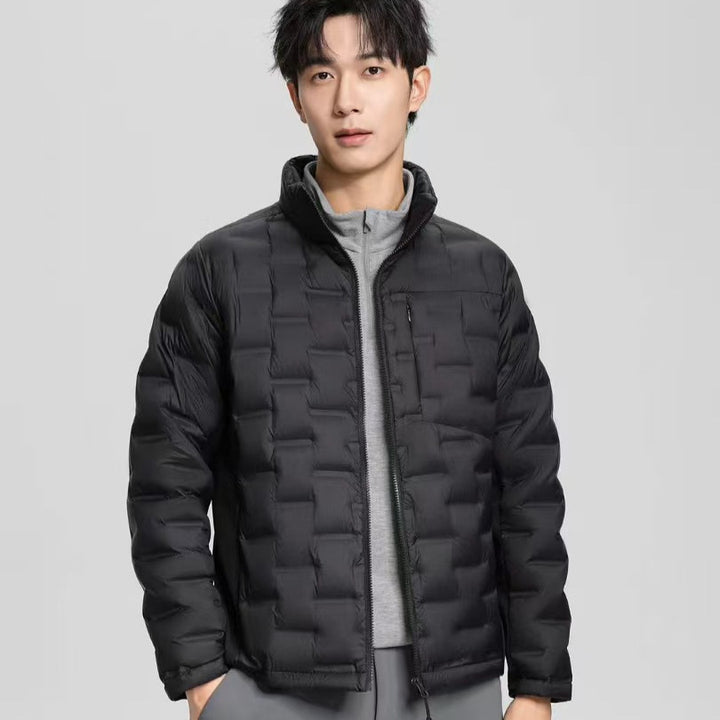 Herren leichte gesteppte Thermo-Daunenjacke mit Stehkragen und Brusttasche Drune