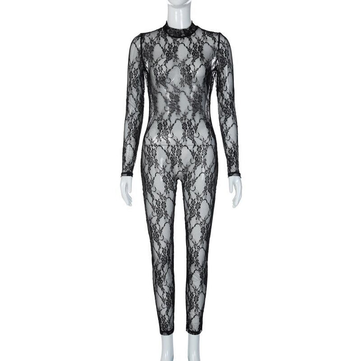 Damen Langärmliger Body mit floraler Spitze Drune