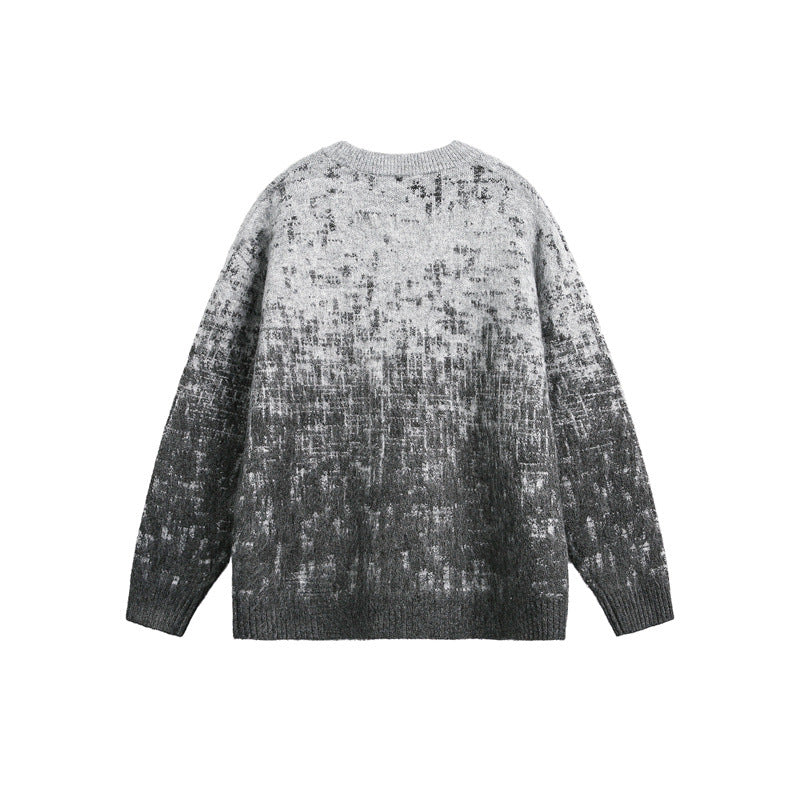 Unisex Oversize Grobstrickpullover mit sanftem Farbverlauf und Rundhalsausschnitt Drune