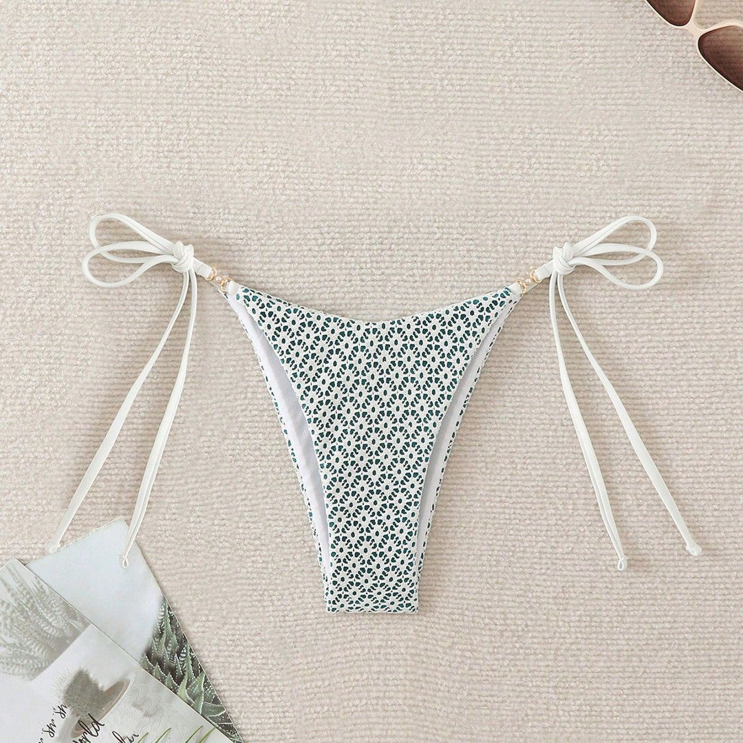 Damen Bikinihose mit seitlichen Bindebändern und floralem Muster Drune