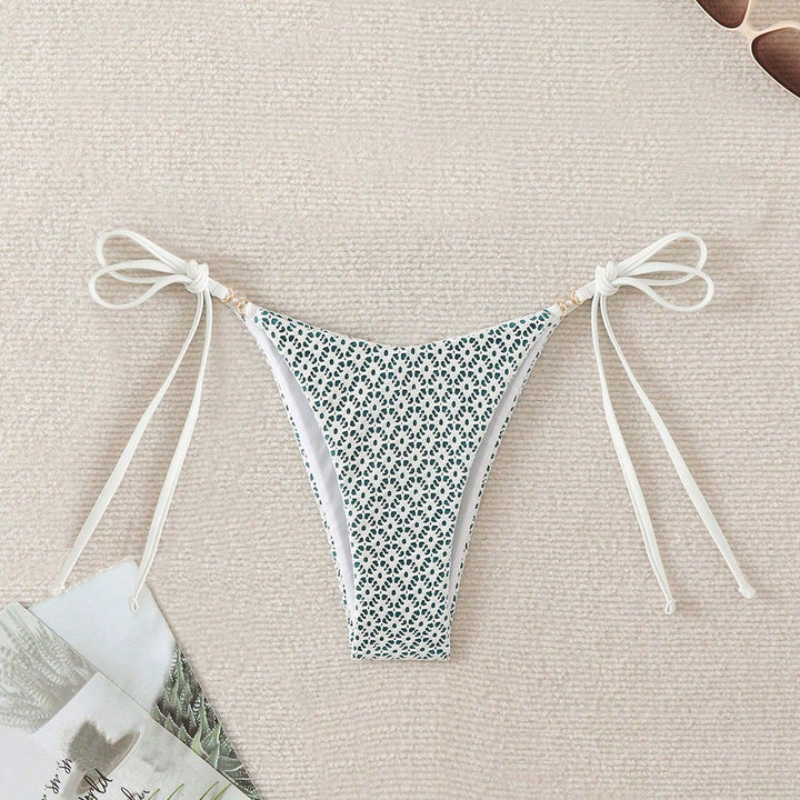 Damen Bikinihose mit seitlichen Bindebändern und floralem Muster Drune