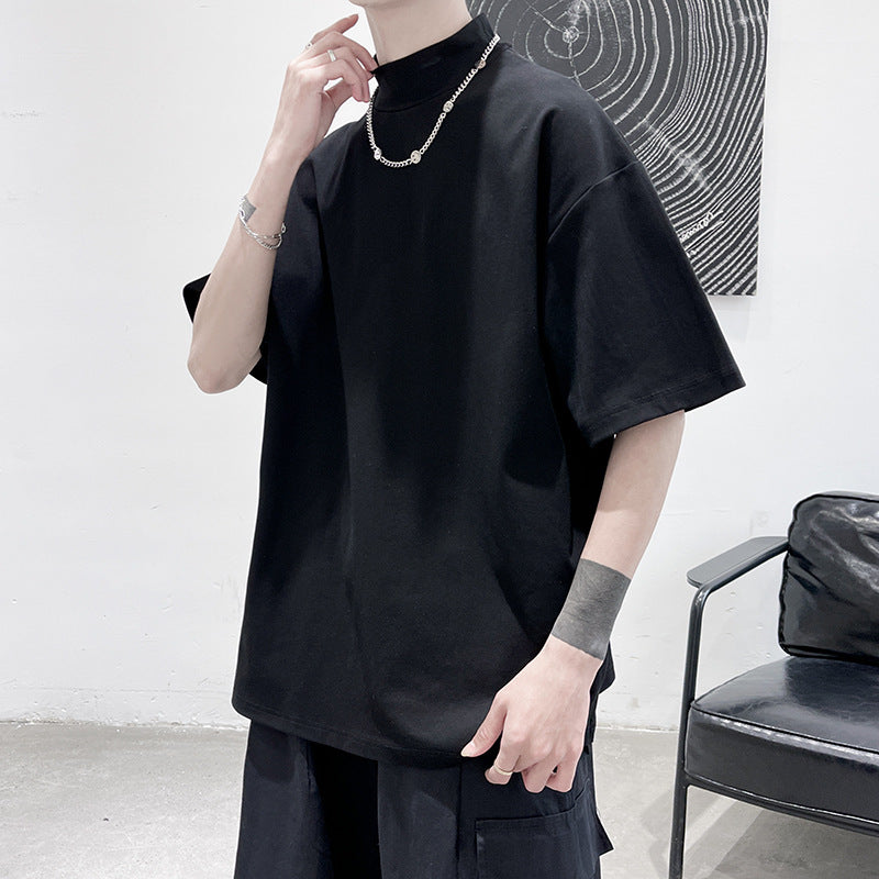 Herren nan oversized Rollkragen-T-Shirt mit halblangen Ärmeln und lässiger Boxy-Passform Drune
