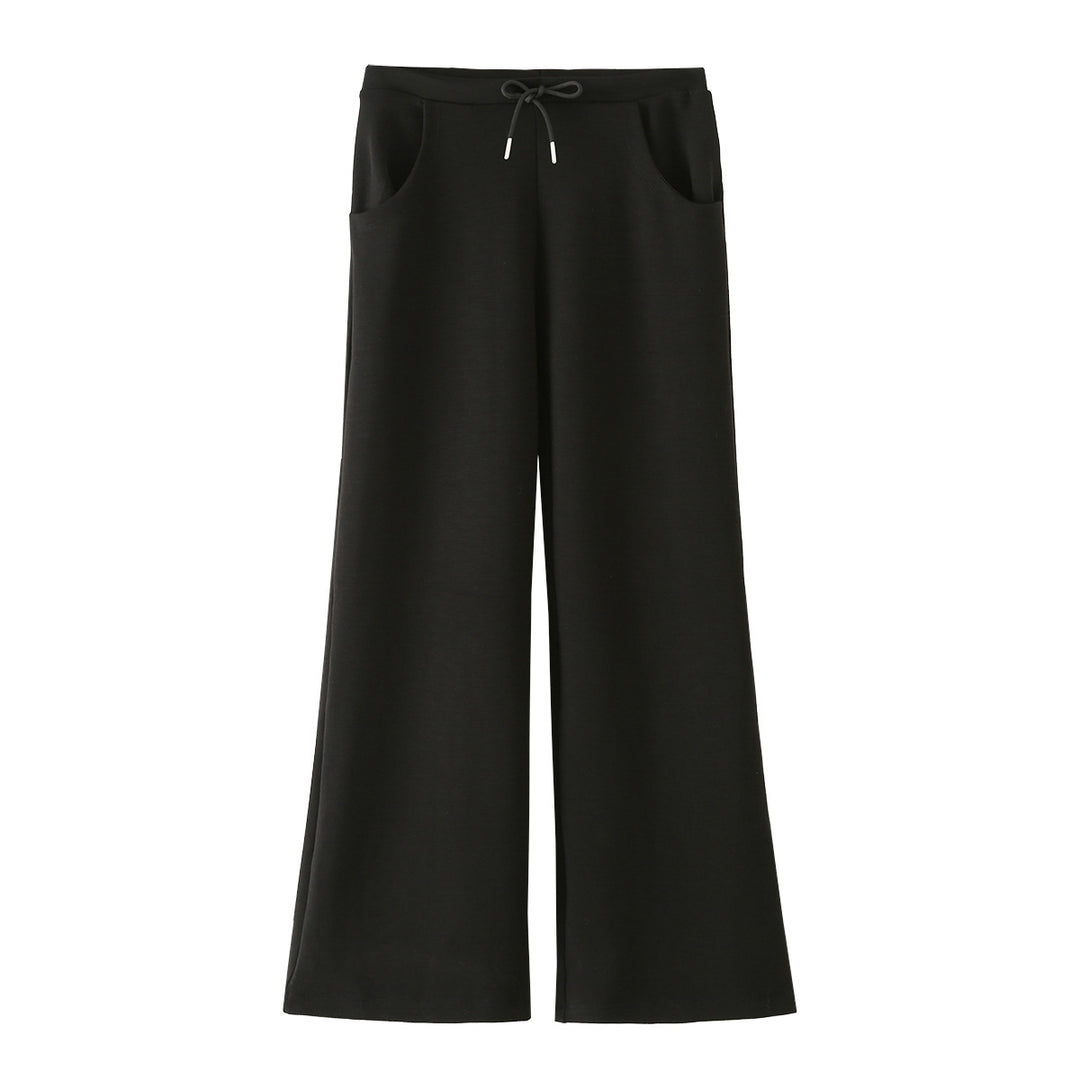 Damen Weite Lounge-Hose mit hohem Bund, Tunnelzug und Eingrifftaschen Drune