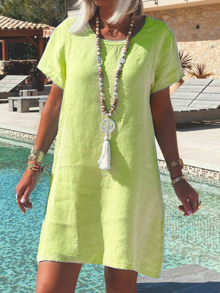 Damen Leichtes Strandkleid aus atmungsaktivem Leinen Drune