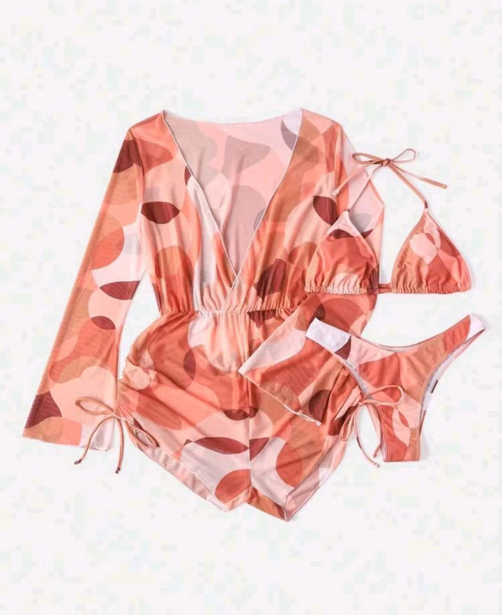 Damen Strandoutfit mit luftiger Tunika und Bikini Drune