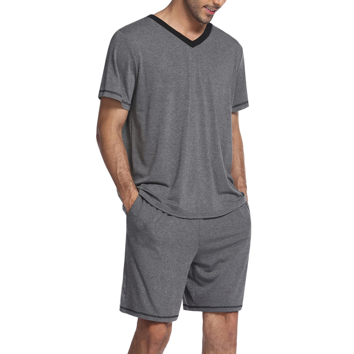 Herren lässiges Freizeit-Set aus atmungsaktivem Material mit modernem V-Ausschnitt Drune