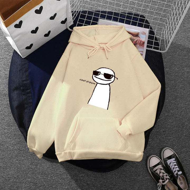 Damen nan Kapuzenpullover mit minimalistischer Grafik, lockerer Oversize-Passform und Kängurutasche Drune