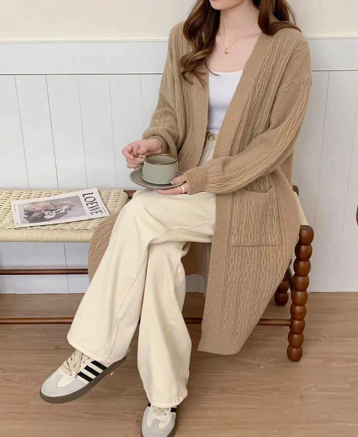 Damen Gemütliche Strickjacke mit Taschen Drune