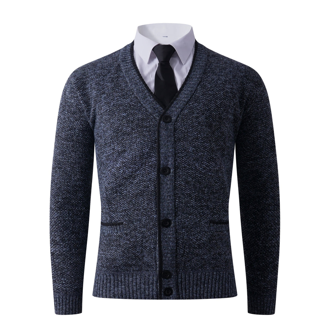 Herren Strukturierte Strickcardigan mit V-Ausschnitt, Knopfleiste und Eingrifftaschen Drune