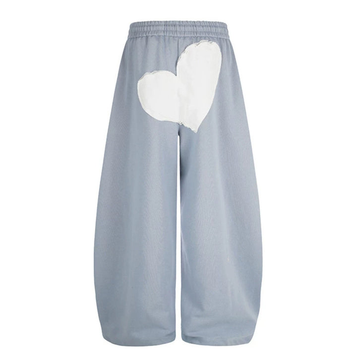 Damen weite Culotte-Sweathose mit elastischem Bund und Herz-Applikation Drune