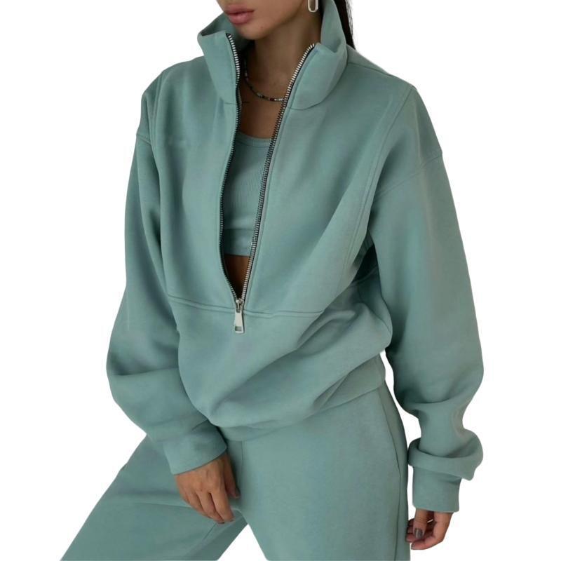 Damen Sweatshirt mit hohem Kragen und Reißverschluss Drune