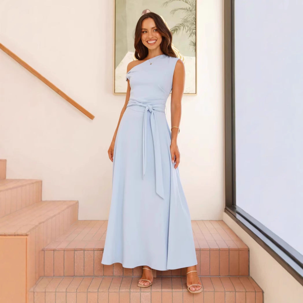 Damen Maxikleid mit asymmetrischem Schnitt und eleganter Drapierung Drune