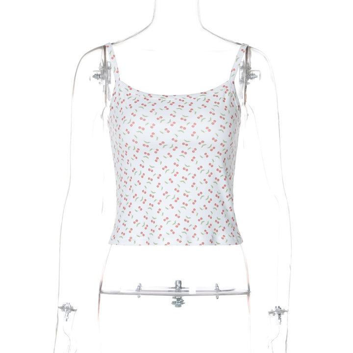 Damen verspielt bedrucktes Spaghetti-Top Drune