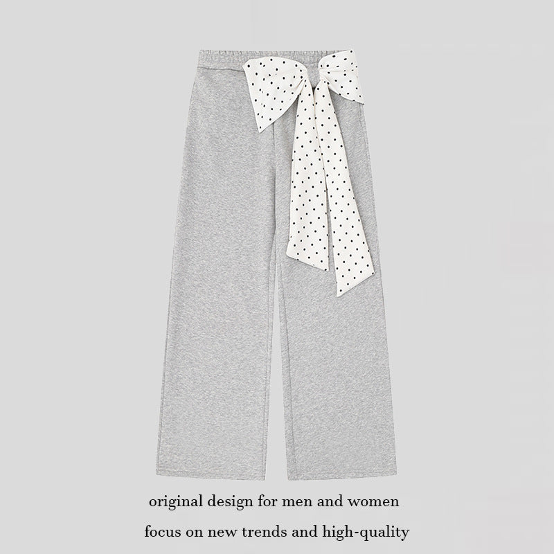 Damen Culotte-Jogginghose mit weitem Bein und dekorativer Tupfen-Schleife Drune