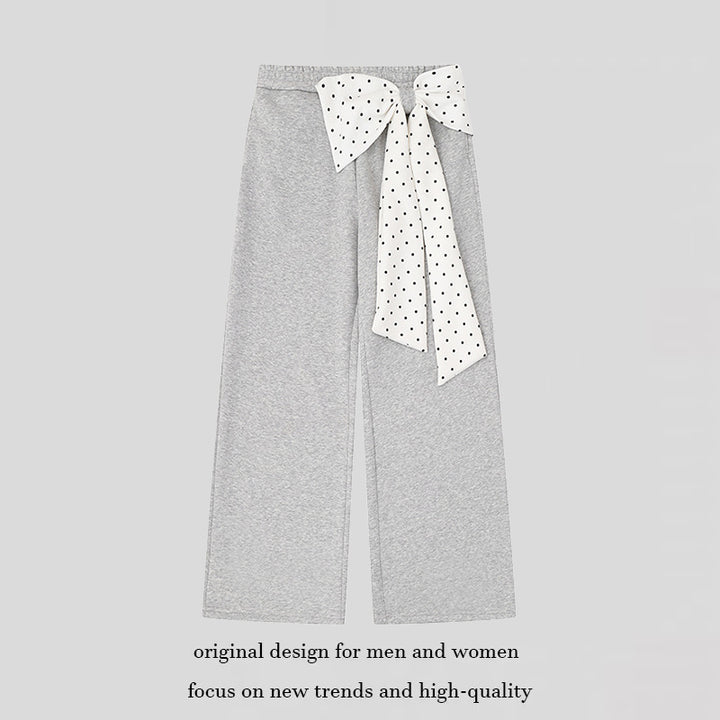 Damen Culotte-Jogginghose mit weitem Bein und dekorativer Tupfen-Schleife Drune