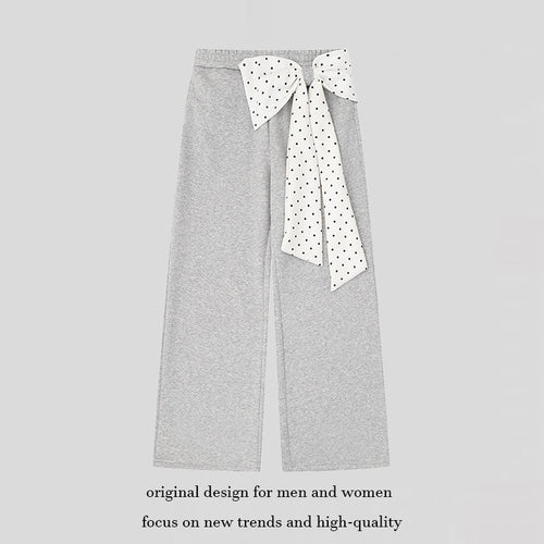 Damen Culotte-Jogginghose mit weitem Bein und dekorativer Tupfen-Schleife Drune