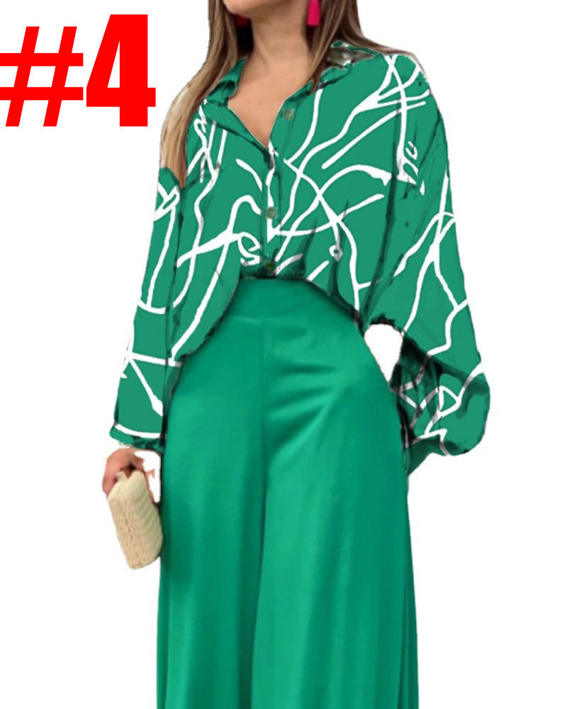 Damen Oversize Hemdbluse mit abstraktem Aquarellprint und überschnittener Schulter Drune