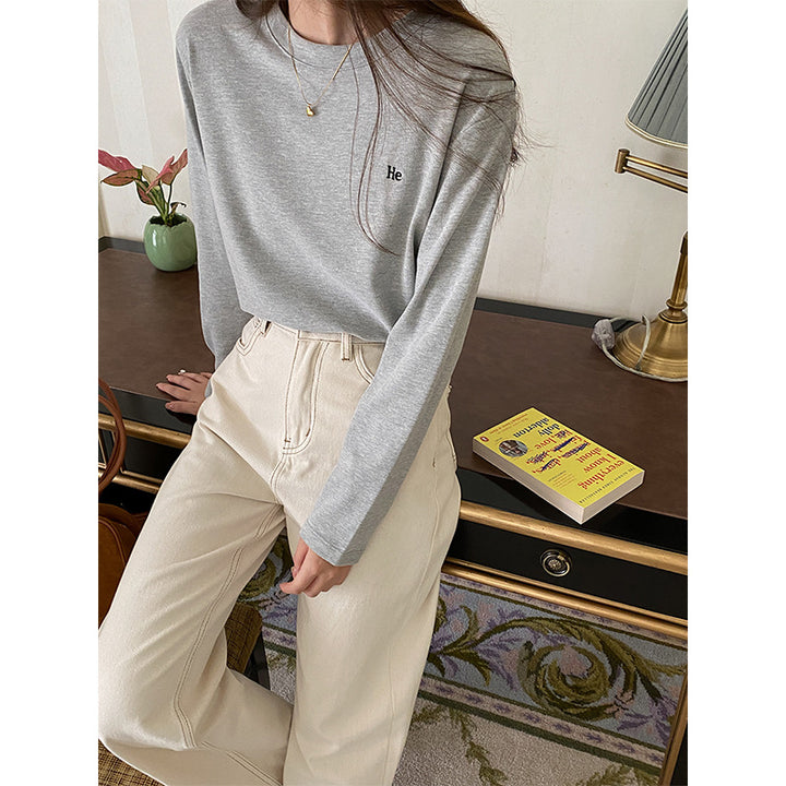 Damen lässiges Langarmshirt mit minimalistischen Details Drune