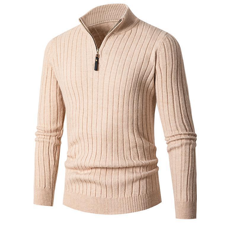 Herren Pullover mit Stehkragen und strukturiertem Rippdesign Drune