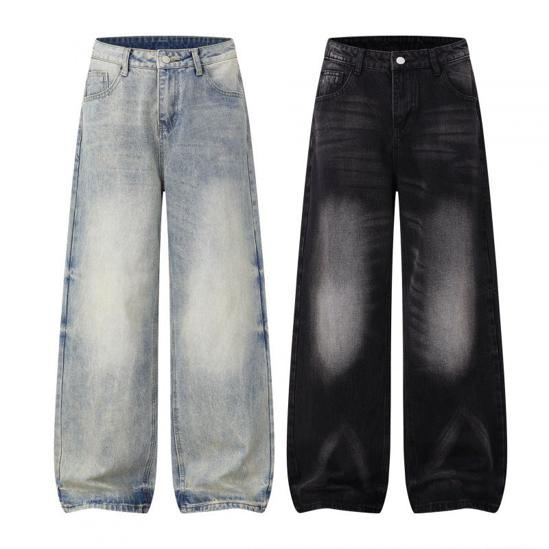 Damen Weite Highwaist-Jeanshose im Balloon-Schnitt mit Used‑Effekt und elastischem Saum Drune