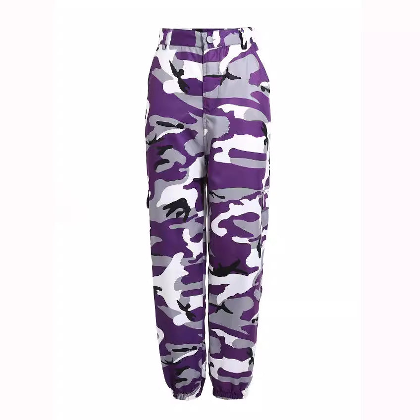 Damen nan Cargohose mit urbanem Camouflage-Print und elastischem Bund Drune