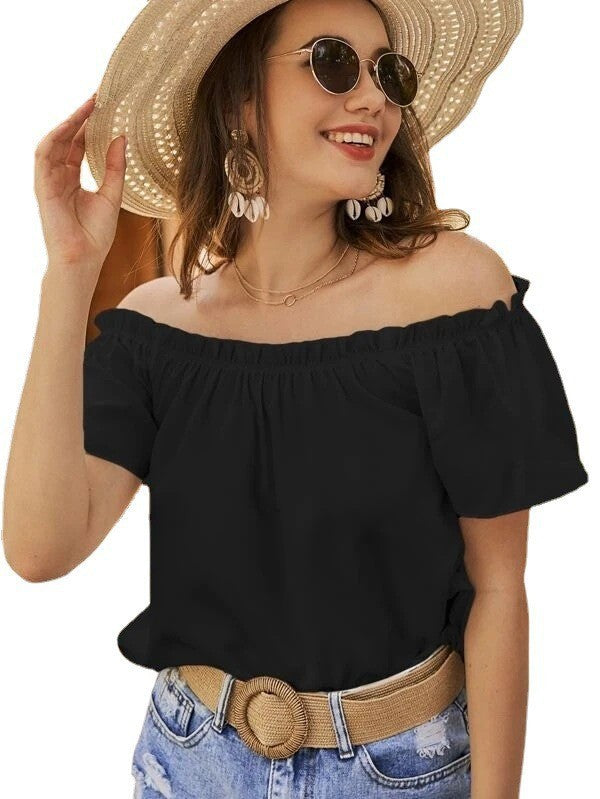 Damen Off-Shoulder Bluse mit elastischem Bund und lässigem Schnitt Drune