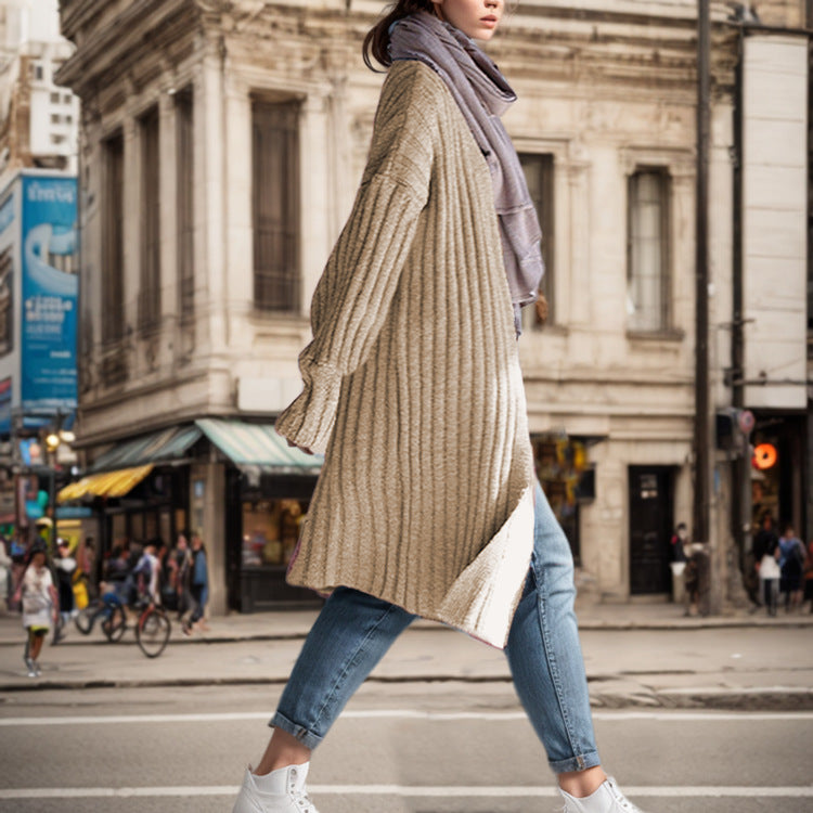 Damen Langstrickjacke mit offenem Design und современной Struktur Drune