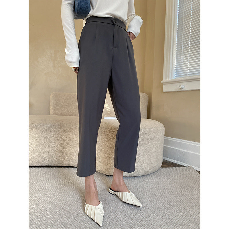 Damen elegantes Cropped-Hosenmodell mit hohem Bund und edlen Falten Drune