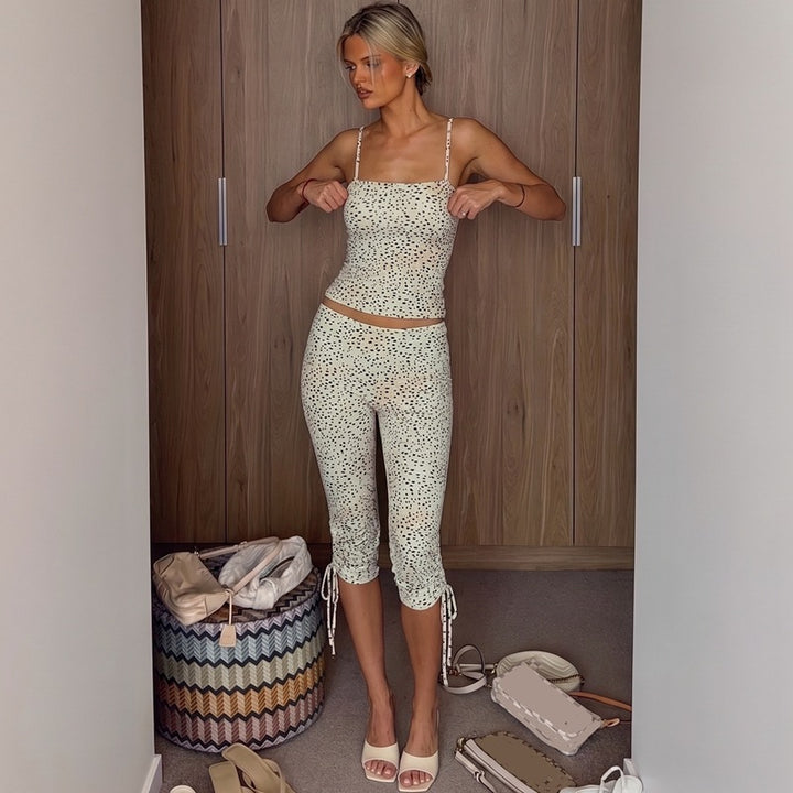 Damen Sportliches Set mit Spitzenträgern Drune