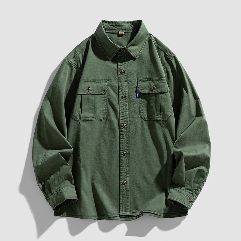Herren Overshirt aus robustem Baumwoll-Twill mit Pattentaschen und durchgehender Knopfleiste Drune