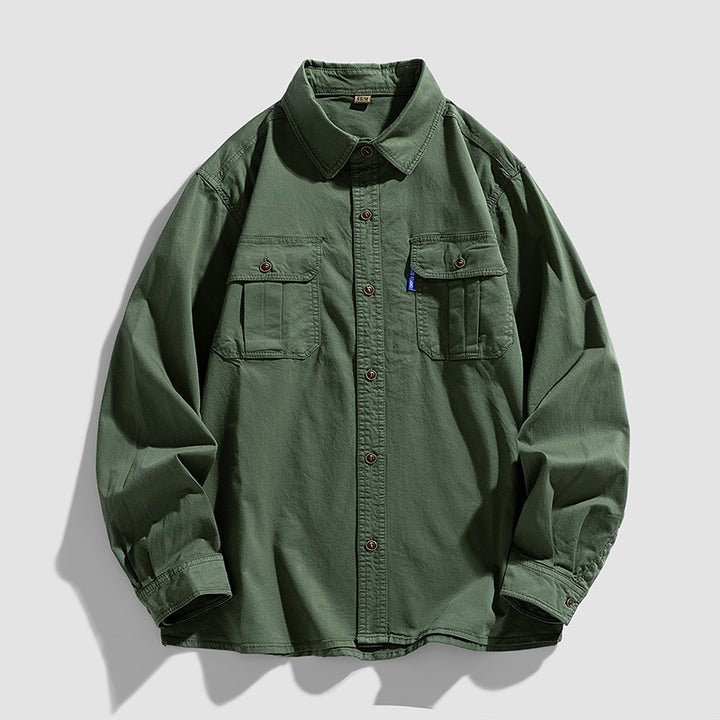 Herren Overshirt aus robustem Baumwoll-Twill mit Pattentaschen und durchgehender Knopfleiste Drune