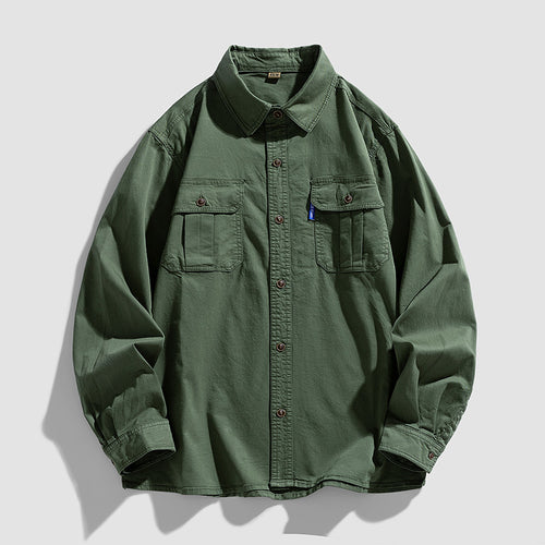 Herren Overshirt aus robustem Baumwoll-Twill mit Pattentaschen und durchgehender Knopfleiste Drune