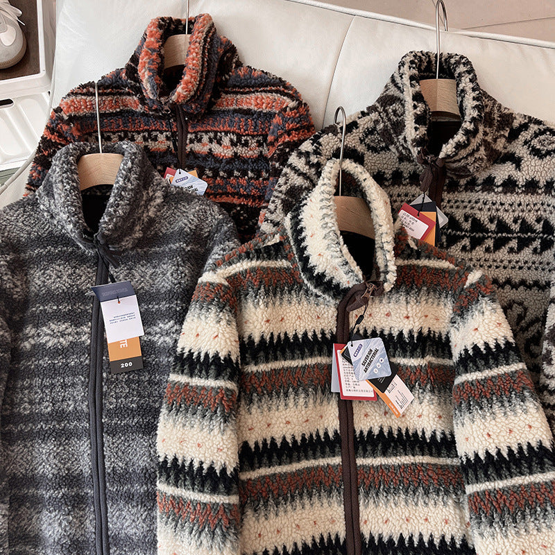 Damen Fleecejacke mit hohem Kragen und modischem Muster Drune
