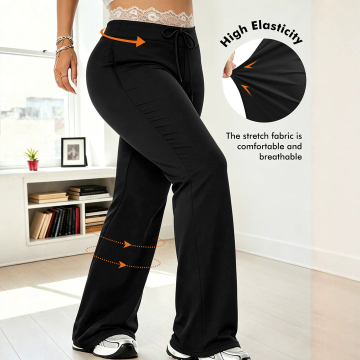 Damen High-Waist Palazzohose mit formendem Taillenbund und atmungsaktivem Stretch Drune