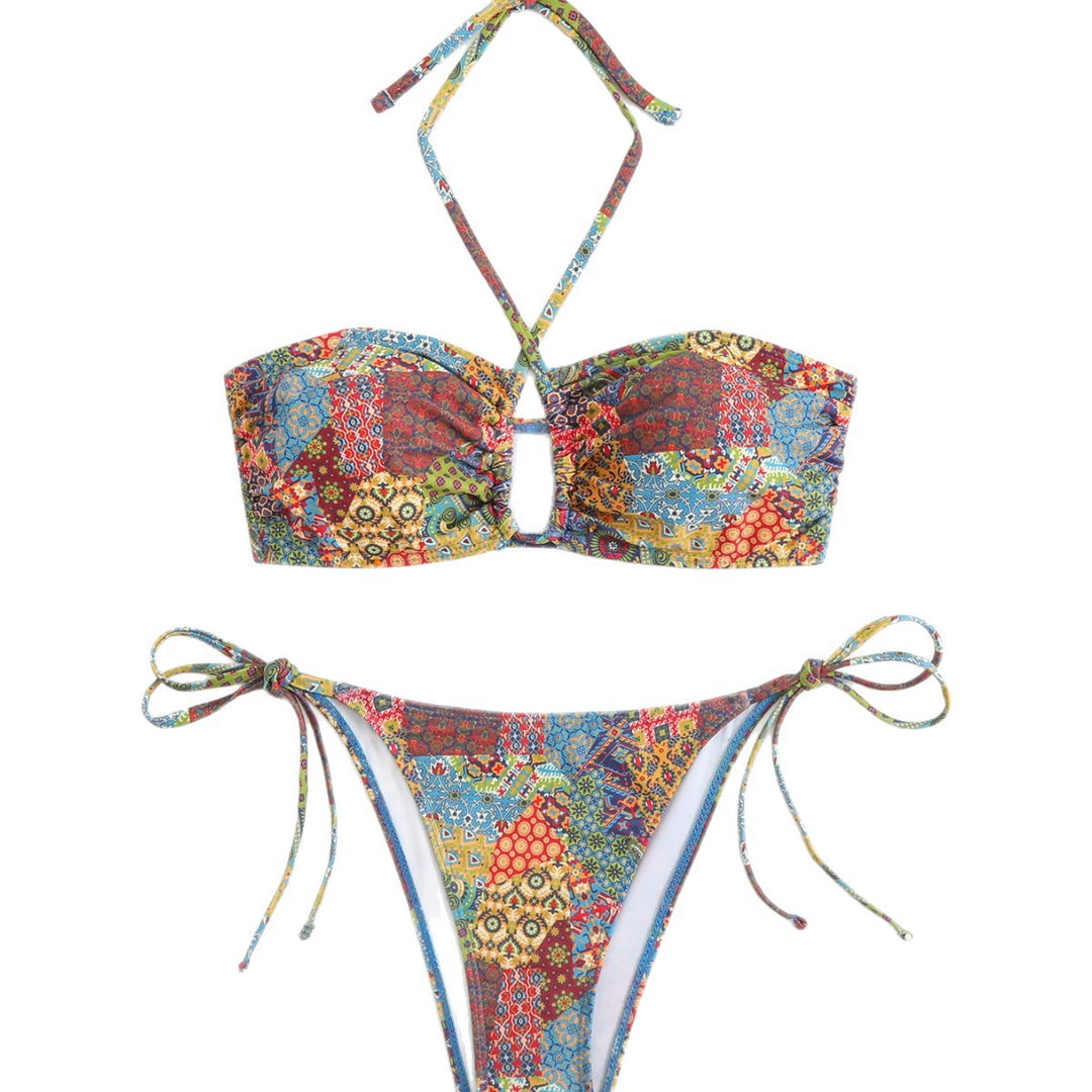Damen Bandeau-Bikini mit verspieltem kräftigem Muster Drune