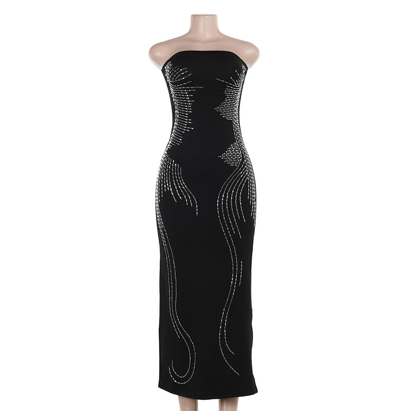 Damen Elegantes Bandeau-Minikleid mit funkelnden Akzenten Drune