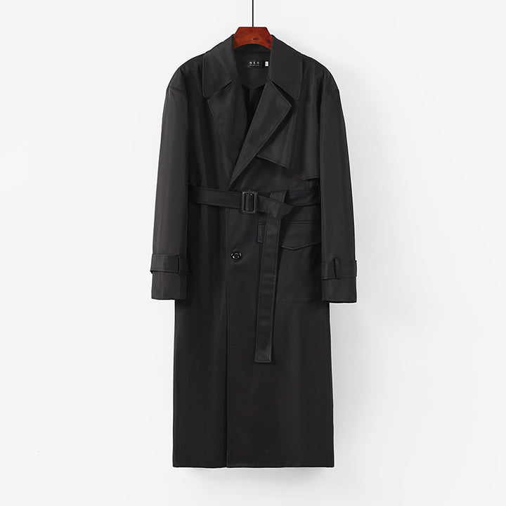Damen Langer taillierter Trenchcoat mit Bindegürtel und weitem Schalkragen Drune