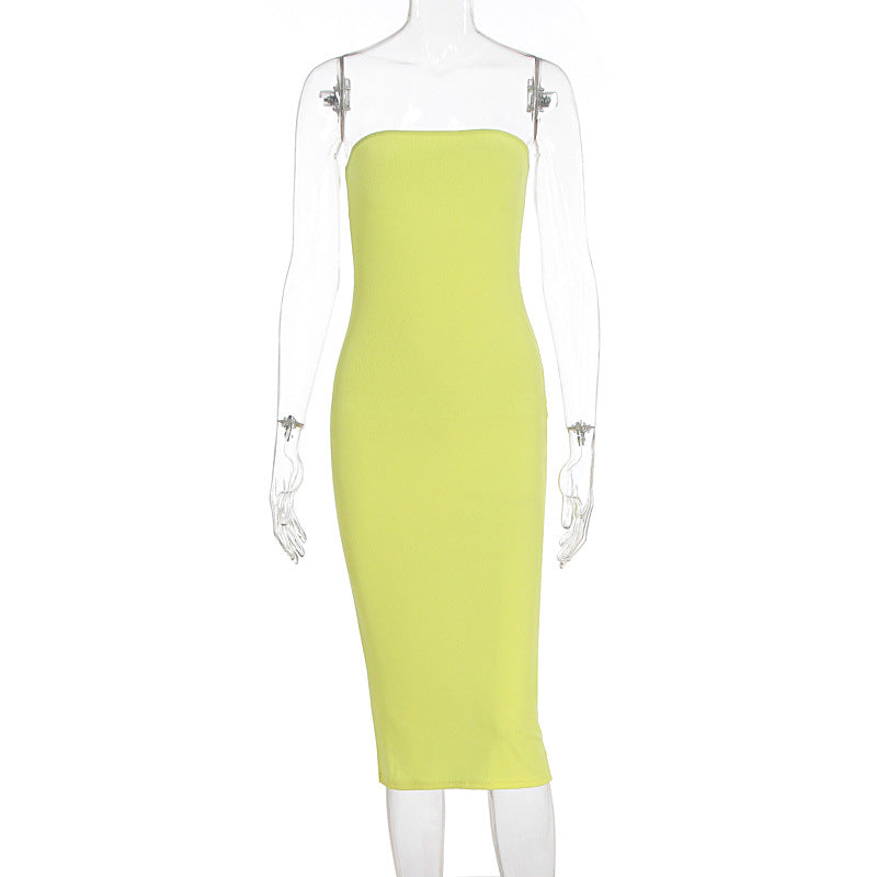 Damen Basic-Bodycon Kleid ohne Träger Drune