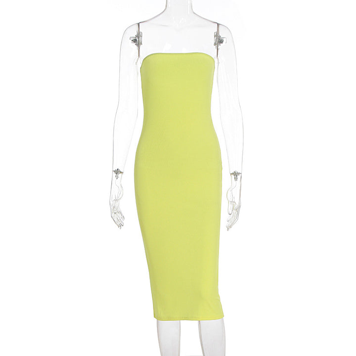 Damen Basic-Bodycon Kleid ohne Träger Drune