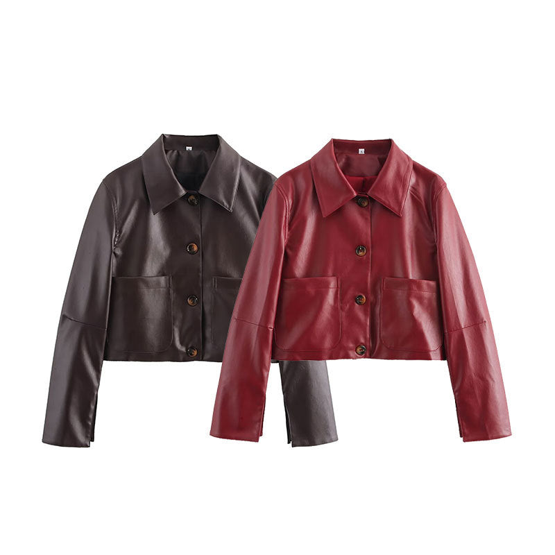 Drune | Einfarbige Lederjacke