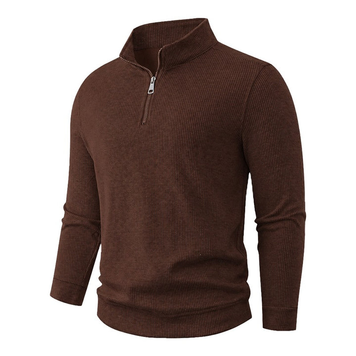 Herren Halbzip-Strickpullover mit Stehkragen und Rippstruktur Drune