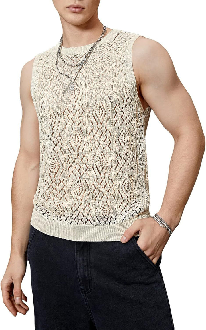 Herren Strickoberteil mit raffiniertem Lochmuster Drune