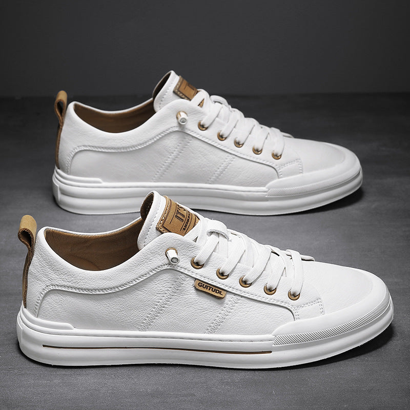 Herren Lässige Leder-Sneaker mit gepolstertem Knöchelkragen und robuster Gummisohle Drune