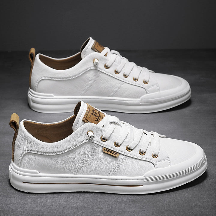 Herren Lässige Leder-Sneaker mit gepolstertem Knöchelkragen und robuster Gummisohle Drune