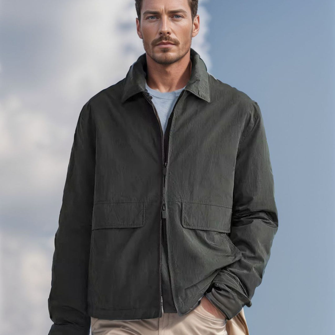 Herren Leichte Utility-Blousonjacke mit Hemdkragen und aufgesetzten Pattentaschen Drune