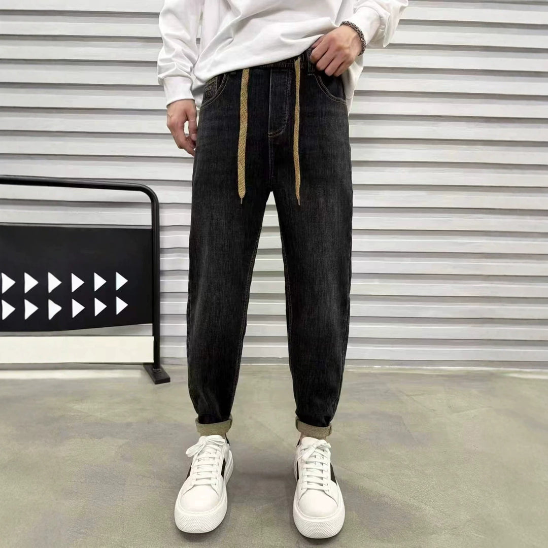 Herren Relaxed Denim-Jogger mit Kordelzug und elastischem Saum Drune